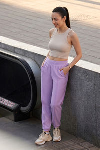 Zivame Knit Cotton Loungewear Bottom - Lilac Breeze — thumbnail 1